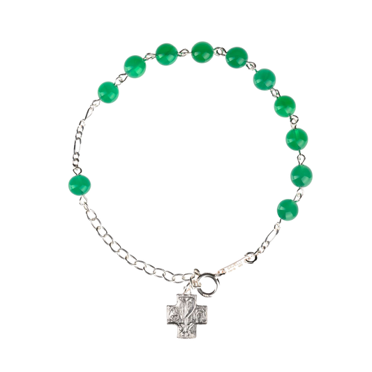 BRACCIALETTO ROSARIO - GREEN AGATE - ARGENTO