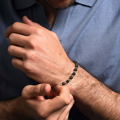 BRACCIALETTO ROSARIO HEMATITE - ARGENTO