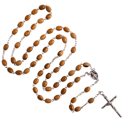 OLIVE LEGNO BEADS ROSARIO - ARGENTO