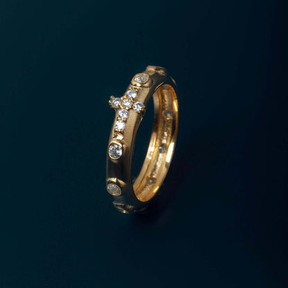 ROSARIO ANELLO - ZIRCONIA - VERMEIL ARGENTO