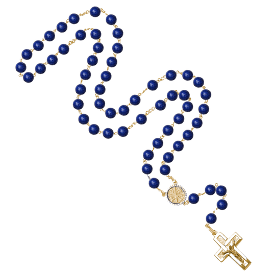 LAPIS LAZULI BEADS - ROSARIO - VERMEIL ARGENTO