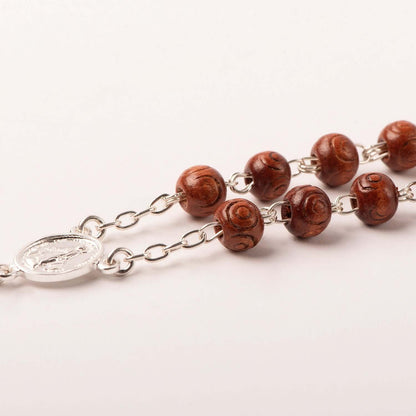 ROSEWOOD BEADS ROSARIO - ARGENTO