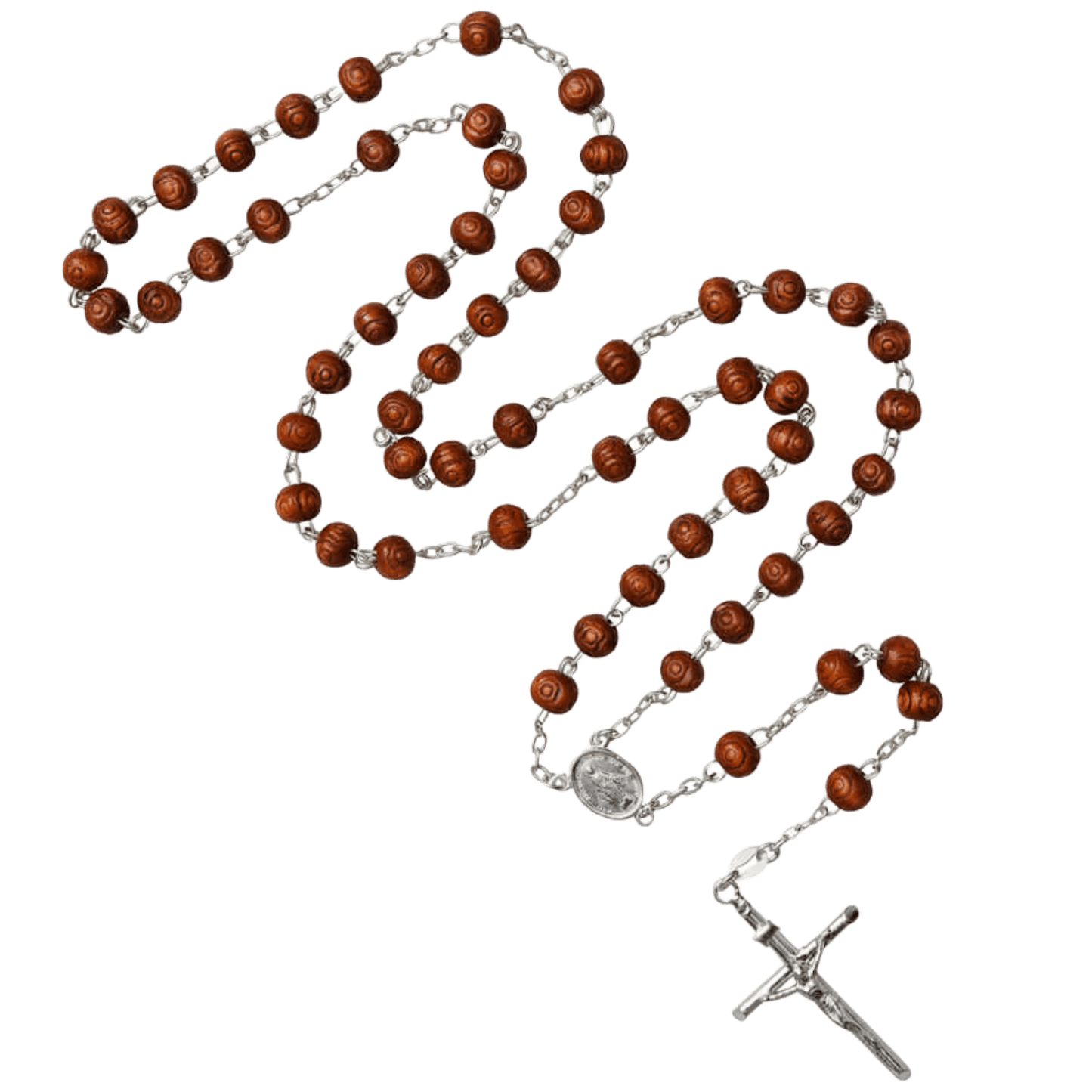 ROSEWOOD BEADS ROSARIO - ARGENTO