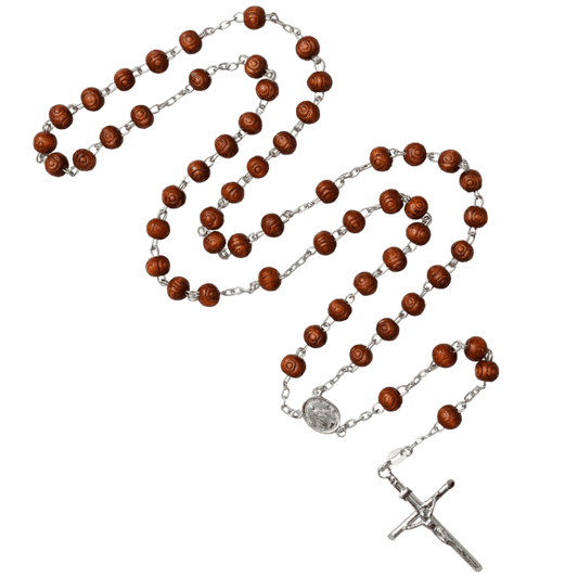 ROSEWOOD BEADS ROSARIO - ARGENTO