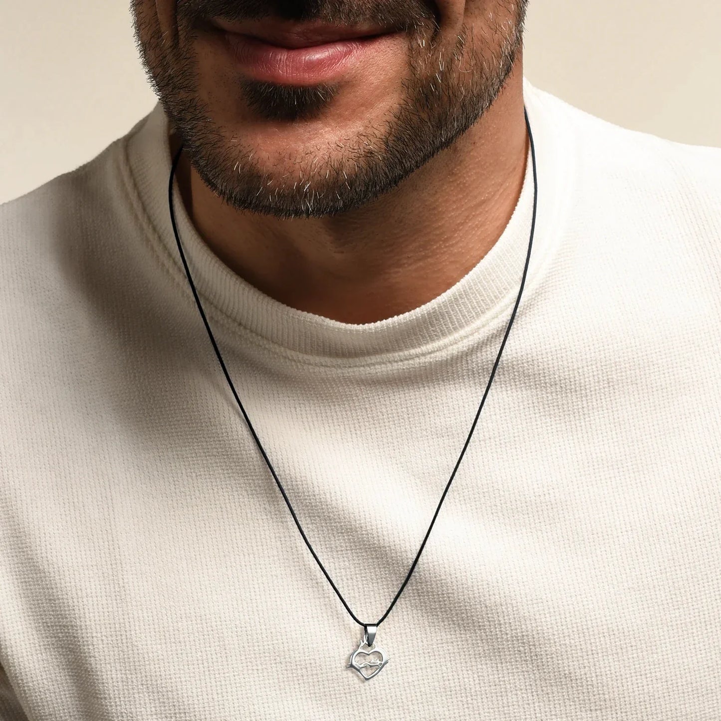 SACRO CUORE OF JESUS COLLANA - RUBBER CORD E STEEL