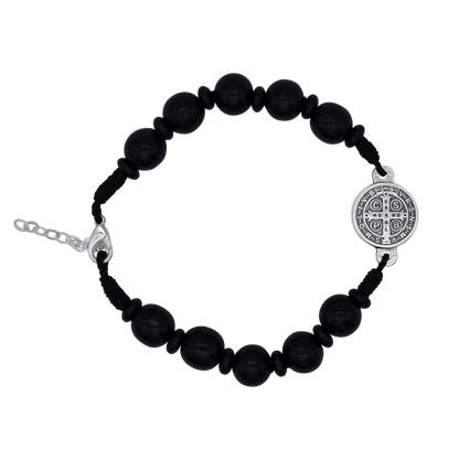 ST BENEDICT - LARGE BRACCIALETTO ROSARIO - NERO
