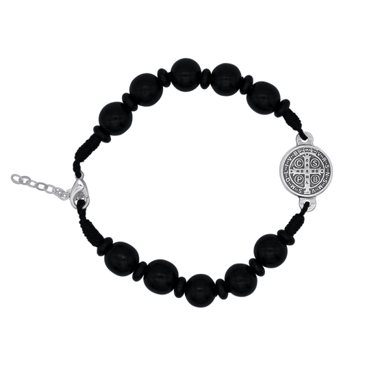 ST BENEDICT - LARGE BRACCIALETTO ROSARIO - NERO