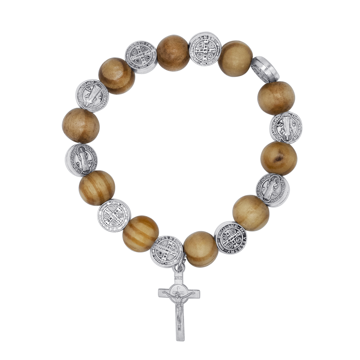 ST BENEDICT - IN LEGNO BRACCIALETTO ROSARIO - METAL