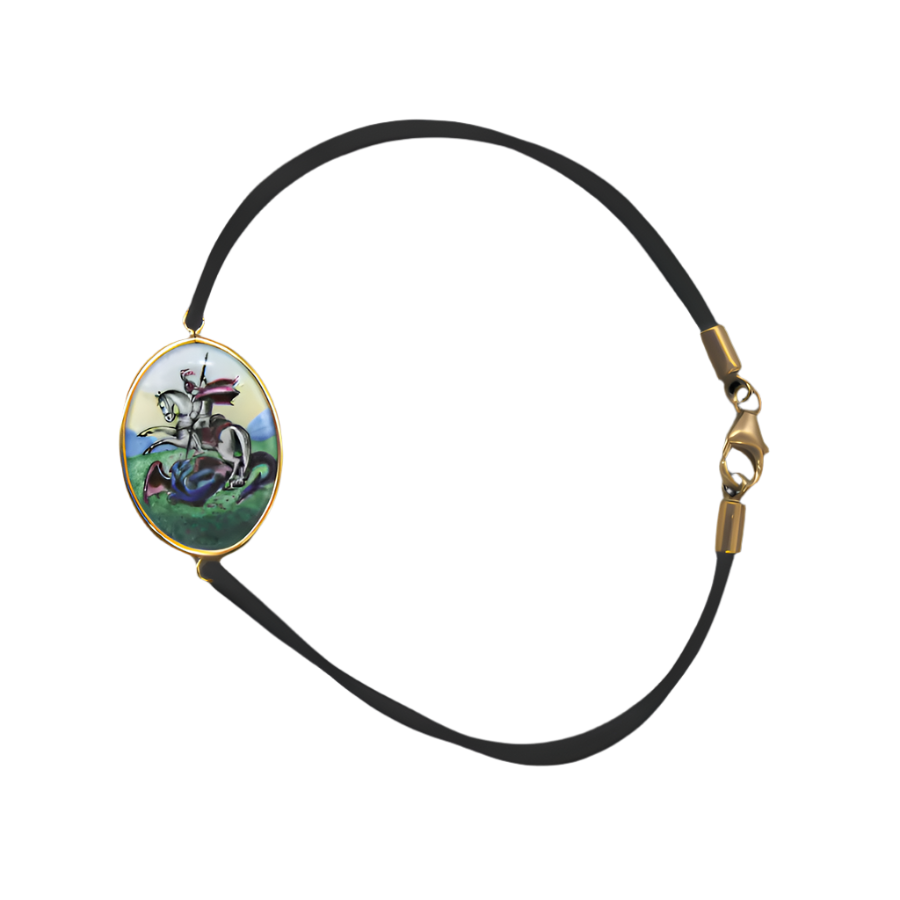 ST GEORGE BRACCIALETTO - PAINTED CERAMIC E ORO