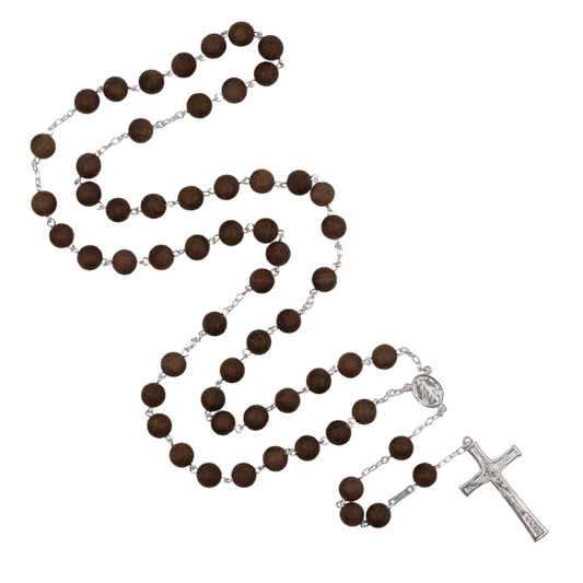 NERO LEGNO BEADS ROSARIO - ARGENTO