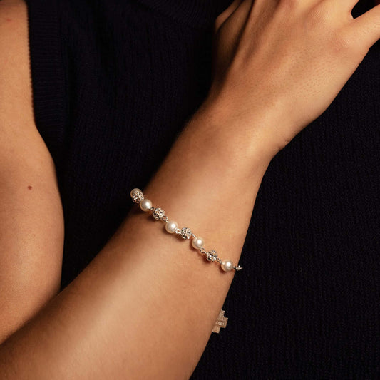 STRASSBALL E GLASS - PERLA BRACCIALETTO ROSARIO - ARGENTO
