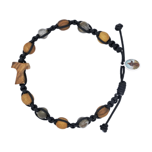 TAU BRACCIALETTO CROCE - OLIVE LEGNO E NATURAL STONES