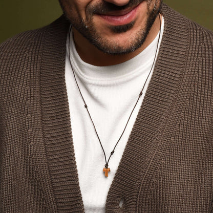 TAU COLLANA CROCE - ROPE E LEGNO
