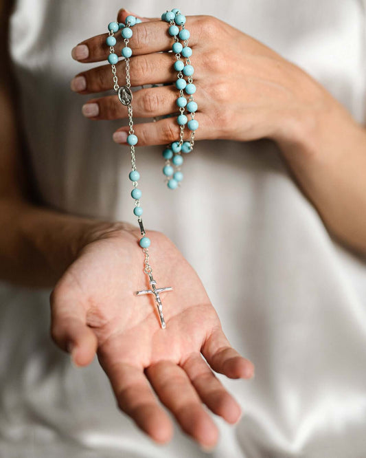 TURQUOISE ROSARIO - ARGENTO