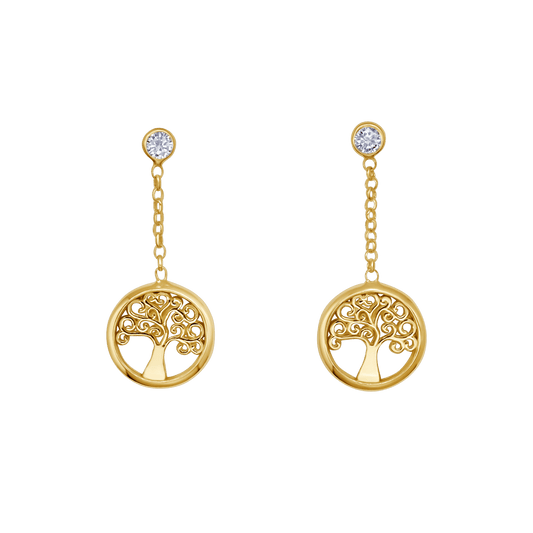 TREE OF LIFE - DANGLING ORECCHINI - VERMEIL ARGENTO