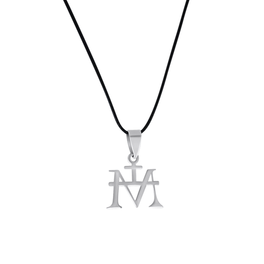 VERGINE MARIA MONOGRAM - RUBBER CORD E STEEL - COLLANA