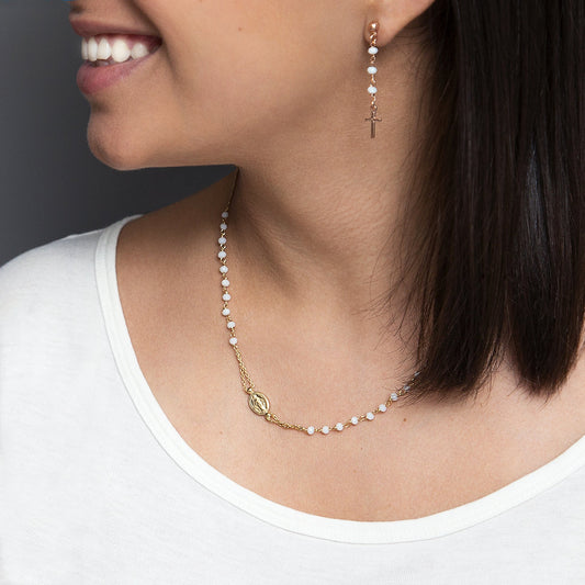 MIRACULOUS E CROCE - CRYSTAL COLLANA - VERMEIL ARGENTO