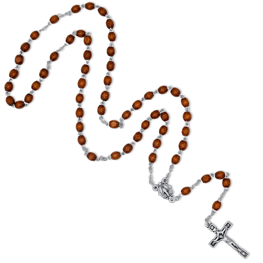 IN LEGNO BEADS ROSARIO- METAL