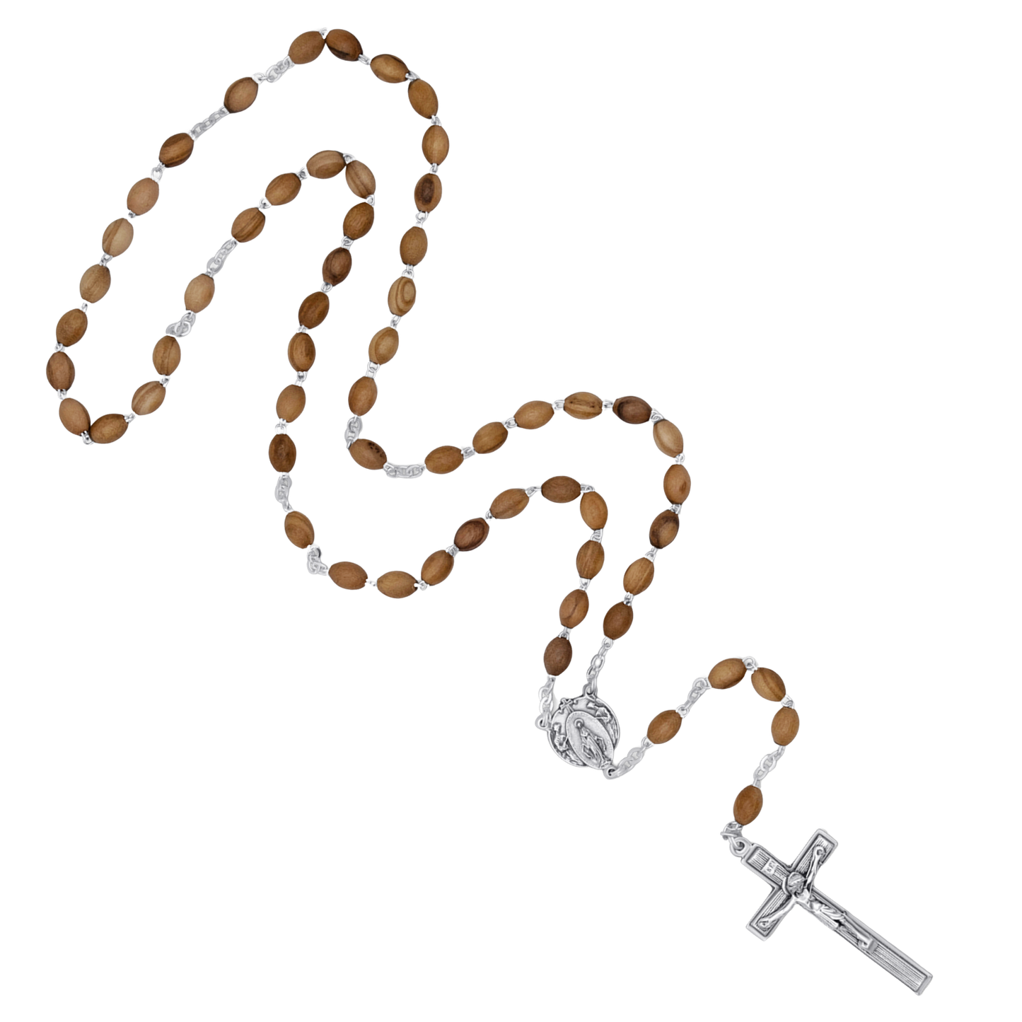 OLIVE LEGNO BEADS ROSARIO - METAL