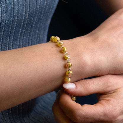 BRACCIALETTO ROSARIO - YELLOW MURANO GLASS E ARGENTO