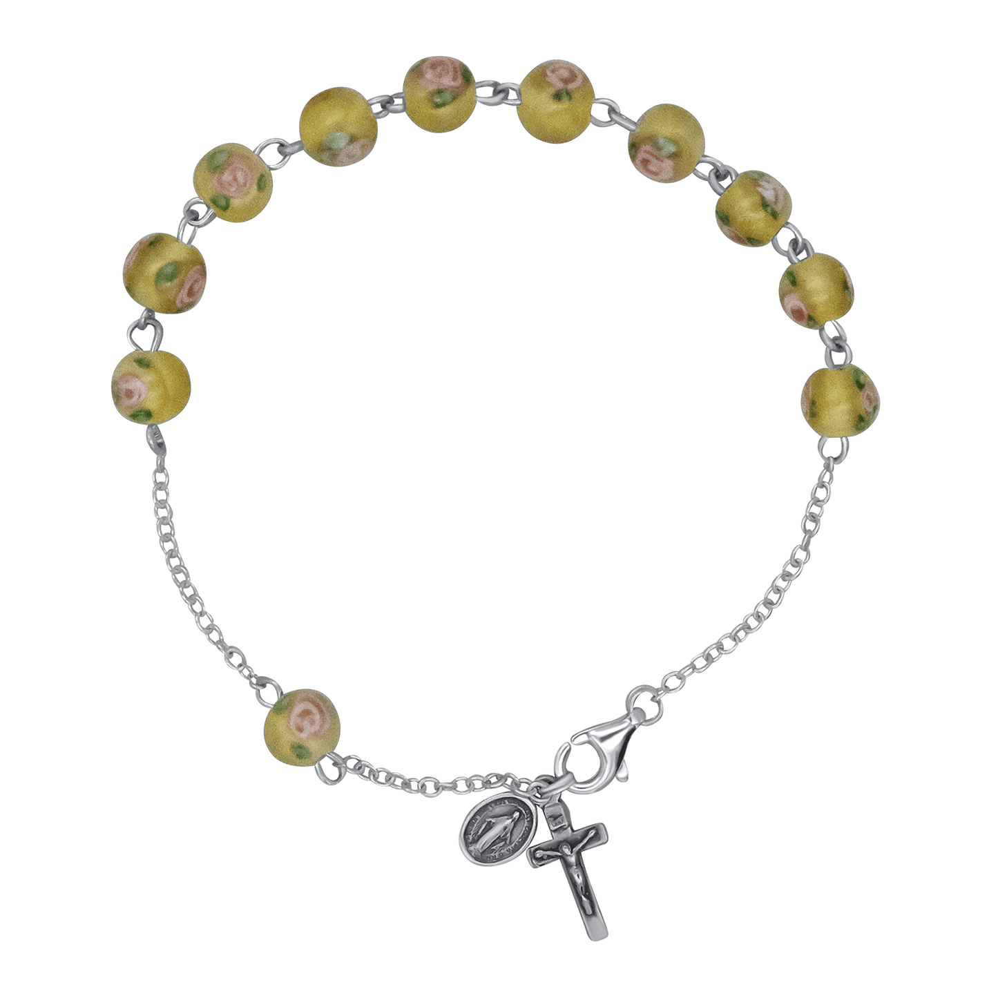 BRACCIALETTO ROSARIO - YELLOW MURANO GLASS E ARGENTO