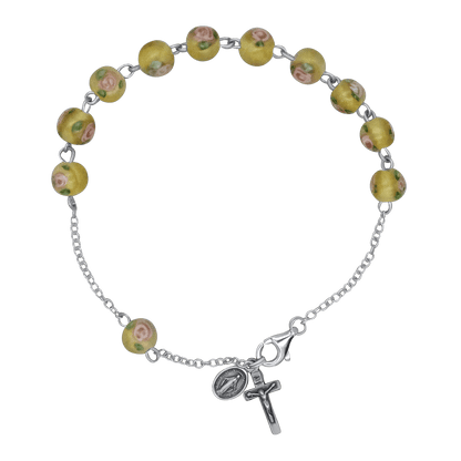 BRACCIALETTO ROSARIO - YELLOW MURANO GLASS E ARGENTO