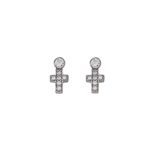CROCE ORECCHINI - ARGENTO E ZIRCONIA