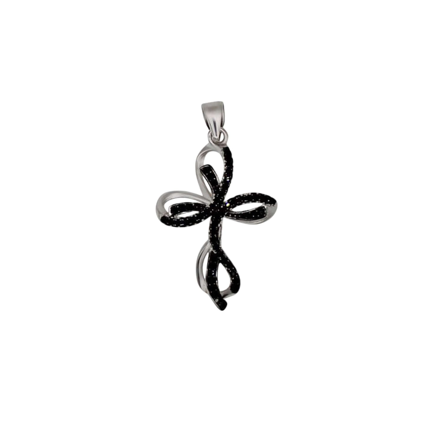 PENDENTE CROCE - ARGENTO E NERO ZIRCONIA