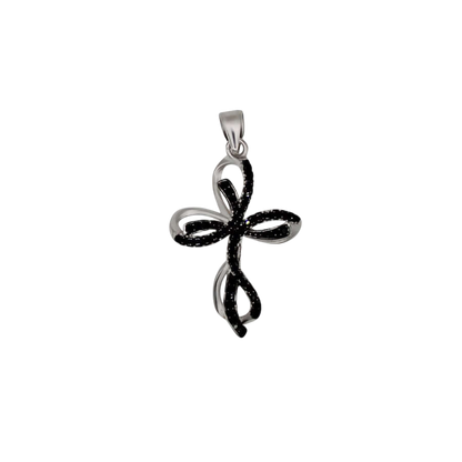 PENDENTE CROCE - ARGENTO E NERO ZIRCONIA