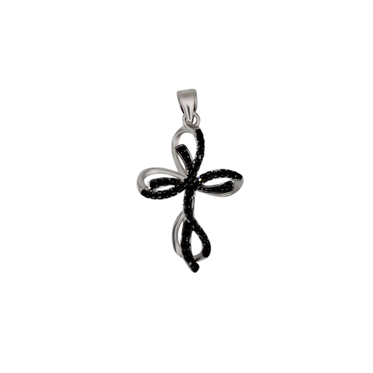 PENDENTE CROCE - ARGENTO E NERO ZIRCONIA