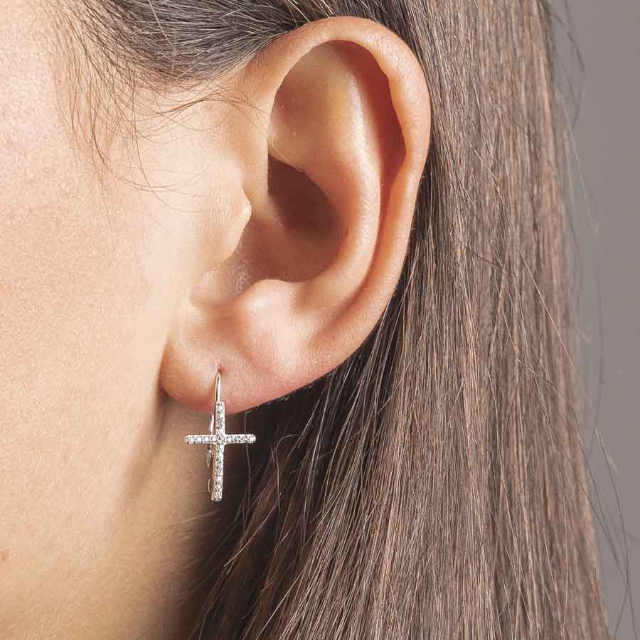 CROCE - ORECCHINI - ARGENTO