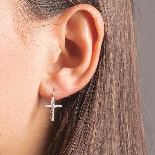 CROCE - ORECCHINI - ARGENTO