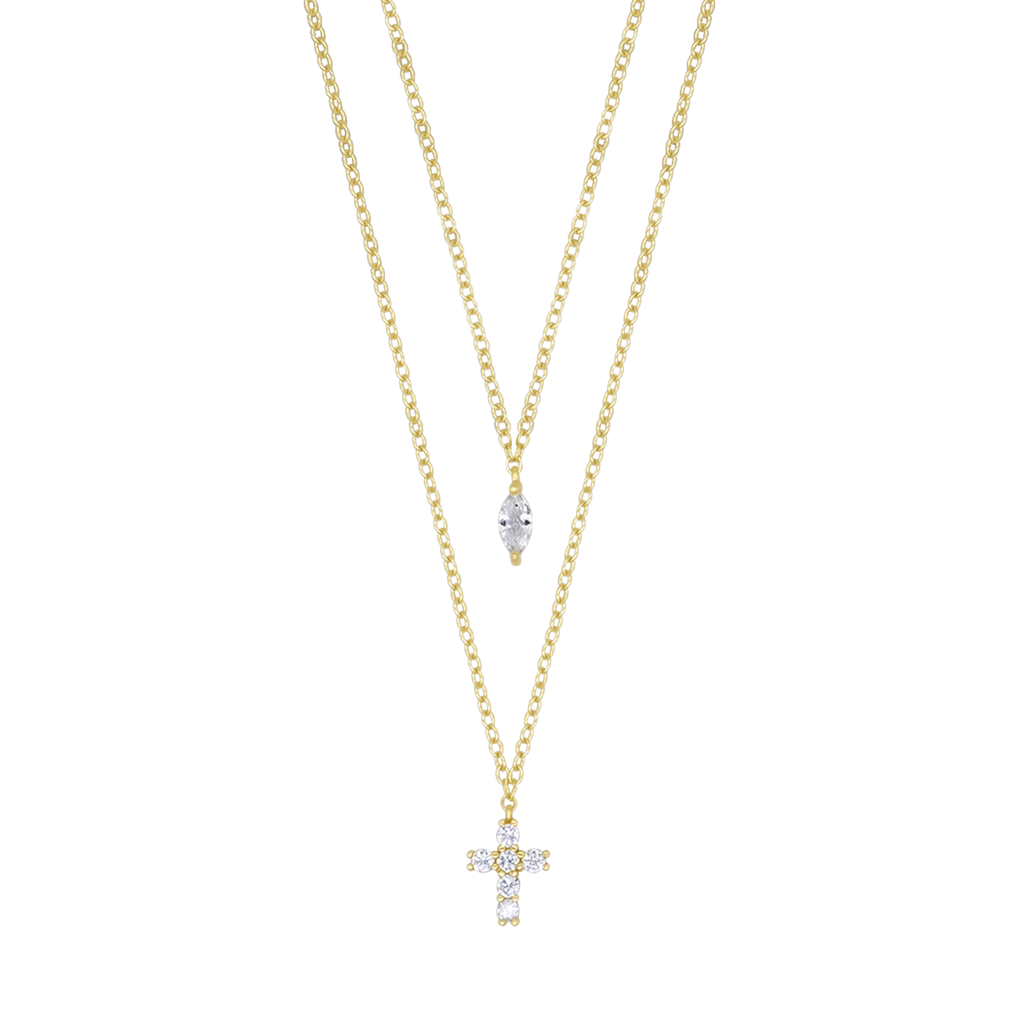 ZIRCONIA COLLANA CROCE - GOLDEN ARGENTO