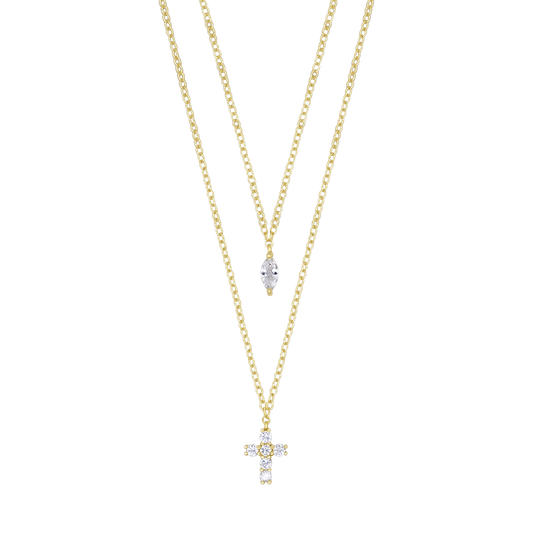 ZIRCONIA COLLANA CROCE - GOLDEN ARGENTO