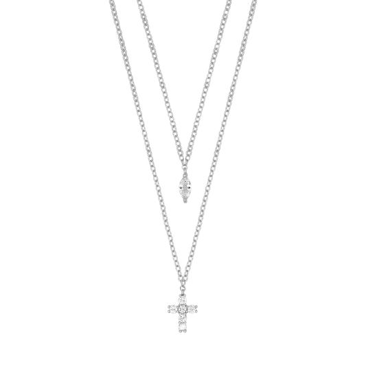 ZIRCONIA COLLANA CROCE - ARGENTO