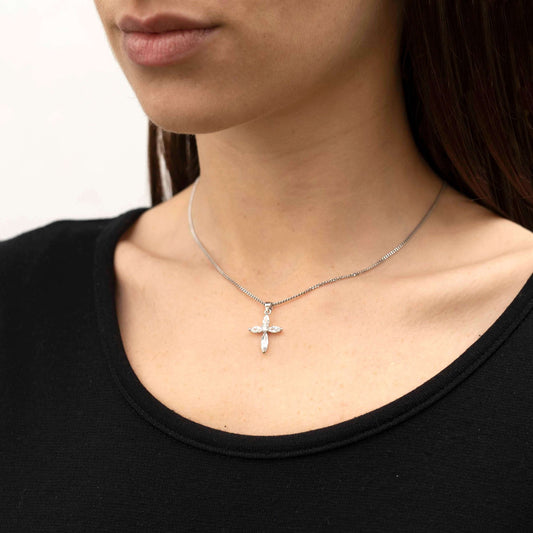 ZIRCONIA PENDENTE CROCE - ARGENTO